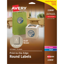 Avery Kraft Brown Print-to-the-Edge Round Labels