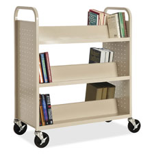 Lorell Double-sided 6-shelf Book Cart