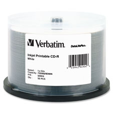 Verbatim 52X White Inkjet Printable CD-R Spindle