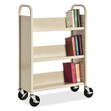Lorell Single-sided 3-shelf Book Cart