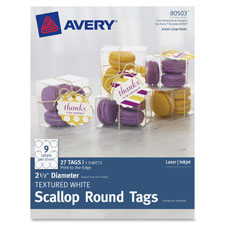 Avery Textured Round Scallop Tags