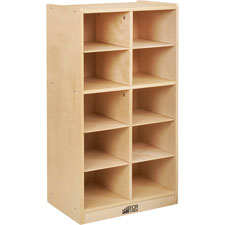 Early Childhood Res. Birch 10 Cubby Tray Cabinet