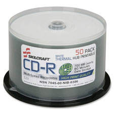 SKILCRAFT Thermal Printable 52x CD-R Discs