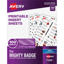 Avery Mighty Badge System Inkjet Clear Name Tags