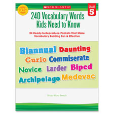 Scholastic Res. Grade 5 Vocabulary 240 Words Book
