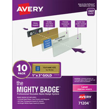 Avery Mighty Badge System Laser Gold Name Tags