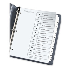 Avery Black & White Table Contents Dividers w/Tabs