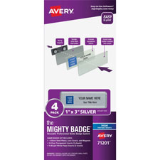 Avery Mighty Badge System Inkjet Silver Name Tags