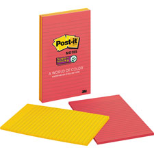 3M Post-it Super Sticky 5x8 Elect Glow Lined Notes