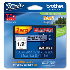 Brother 1/2" BK/CL Laminated TZe Tape Value Pack