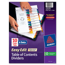 Avery Ready Index Easy Edit Table of Cont Dividers