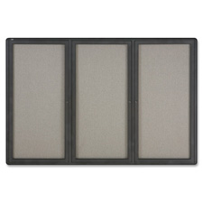 Quartet Graphite Radius Frame 3-Door Fabric Board