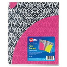 Avery Damask Corner Lock 4-Pocket Plastic Folder