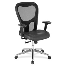 Lorell Executive Leather/Mesh Mid-back Chair