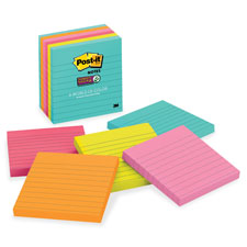 3M Post-it Miami Coll 4x4 Super Sticky Ruled Notes