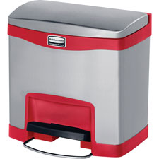 Rubbermaid Comm. Slim 4gal SS/Red StepOn Container
