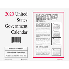 Unicor Fed Monthly Wall Calendar