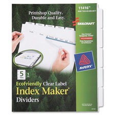 SKILCRAFT Clear Label Index Maker Dividers