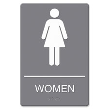 U.S. Stamp & Sign ADA Women Restroom Sign w Symbol