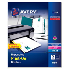 Avery Customizable Unpunched Print-On Dividers