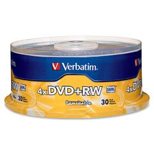 Verbatim 4X DVD+RW Rewritable Discs Spindle