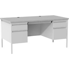 Lorell Gray Double Pedestal Steel/Laminate Desk