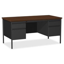 Lorell Fortress Series Walnut Laminate Top Desk