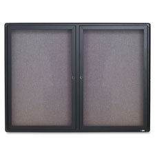 Quartet Graphite Radius Frame 2-Door Fabric Board