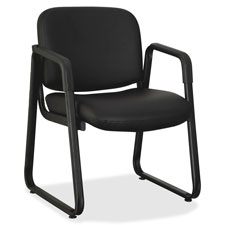 Lorell Black Leather Guest Chair