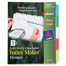 SKILCRAFT 5-tab Clear Label Index Maker Dividers