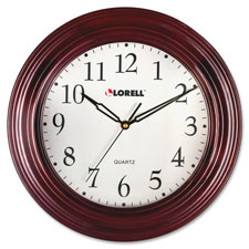 Lorell 13-1/4" Mahogany Frame Wall Clock