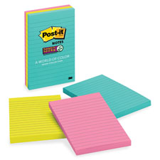 3M Post-it 6" Miami Super Sticky Ruled Note Pads
