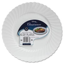 WNA Comet Classicware Hvywt Plastic White Plates