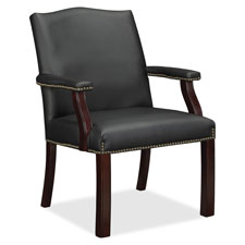 Lorell Bonded Leather Wood Guest Chair