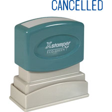 Xstamper Blue Ink CANCELLED Title Stamp