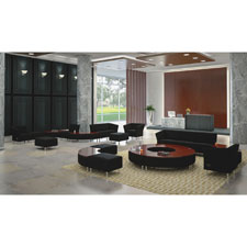 Lorell Fuze Modular Black Leather Guest Seating