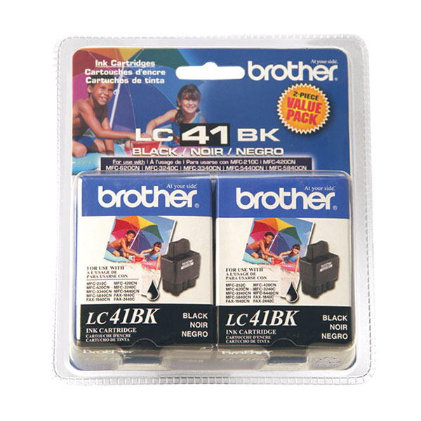 Brother LC-41BK2PKS Black OEM Inkjet Cartridge (2 pk)