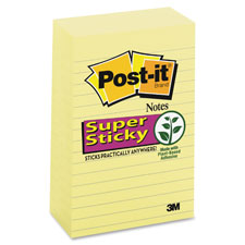 3M Post-it Super Sticky Canary Yellow Lined Pads