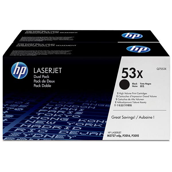 HP Q7553XD (HP 53X) Black OEM Print Cartridge (2 pk)